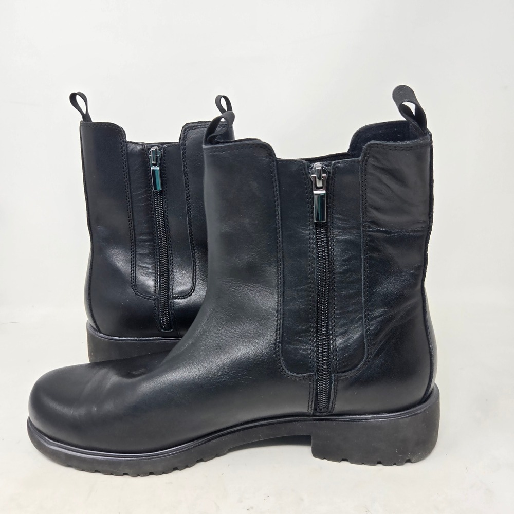 Munro American Black Leather Chelsea Boots Side Zip Lug Sole Womens 11 M M614381 - Picture 7 of 10